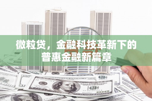 诏安微粒贷，金融科技革新下的普惠金融新篇章