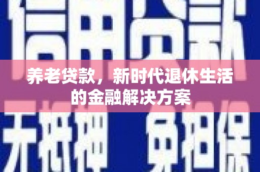 诏安养老贷款，新时代退休生活的金融解决方案